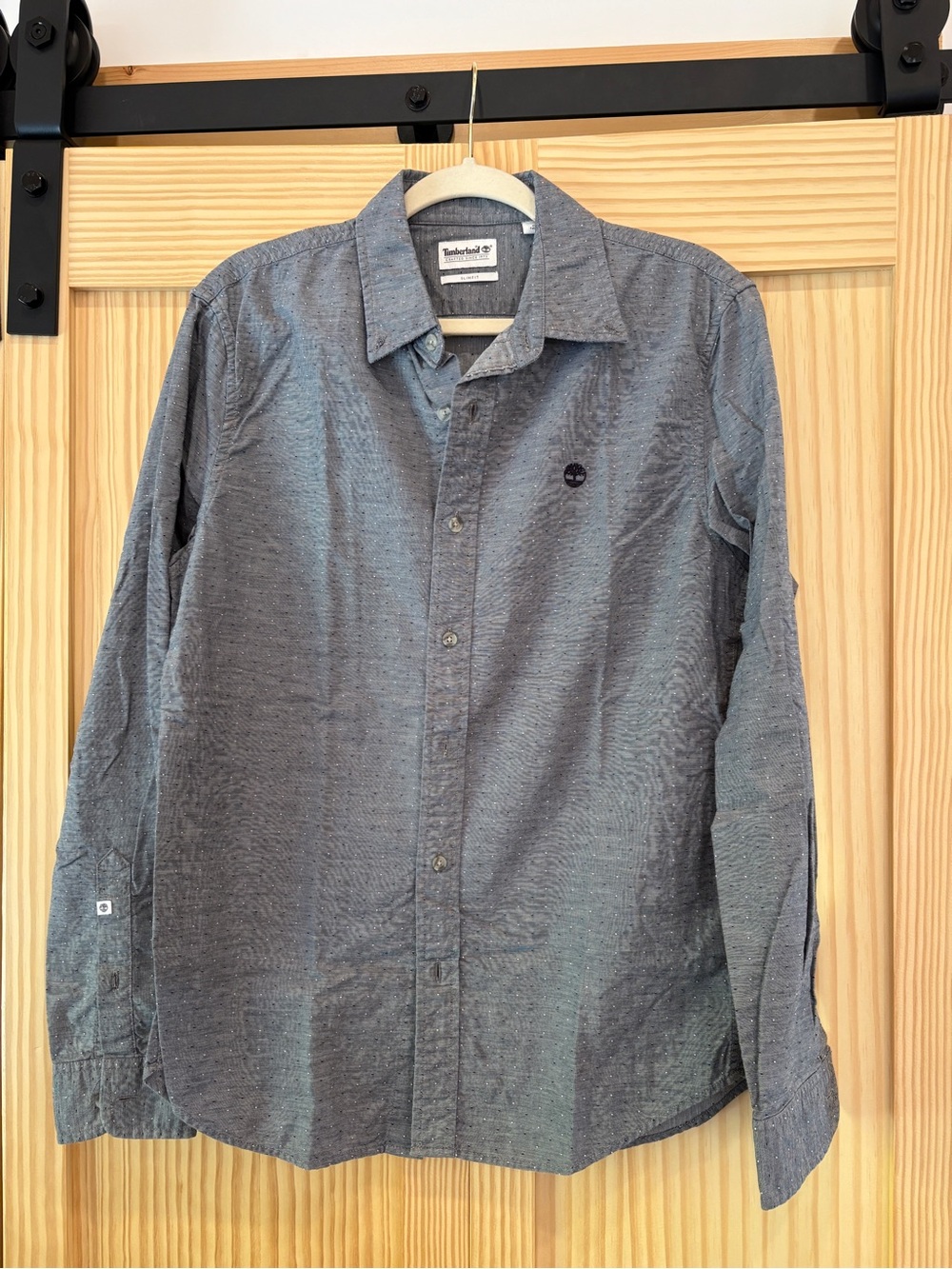 Timberland Men's Long-Sleeve Button-Down Shirt — Charcoal Gray
